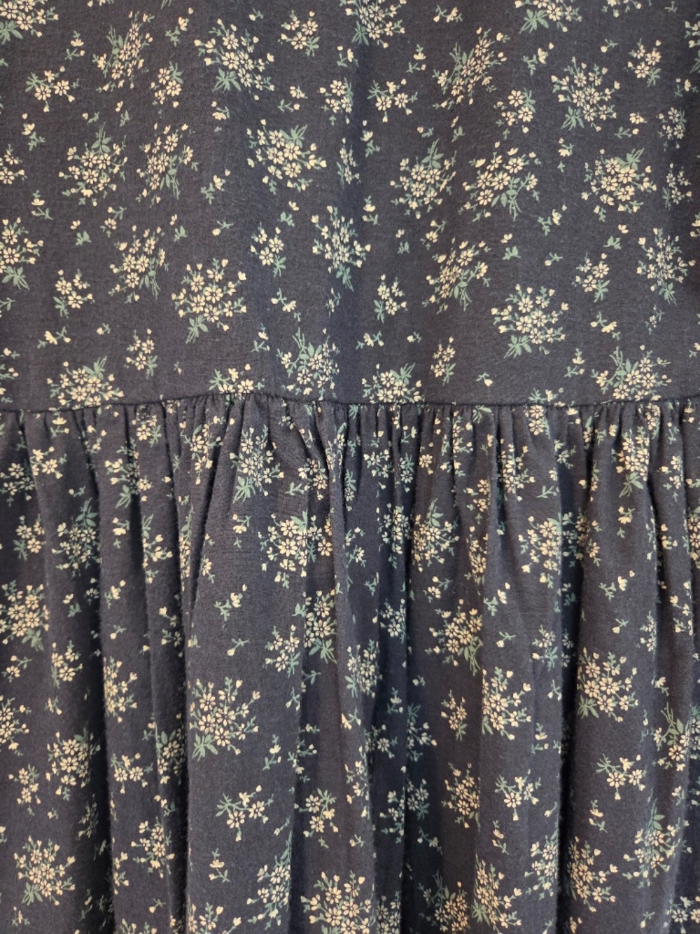 Navy/white floral dress S/M Peter Pan collar button down bodice cottage core - Picture 10 of 10